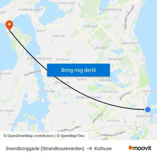 Svendborggade (Strandboulevarden) to Kulhuse map