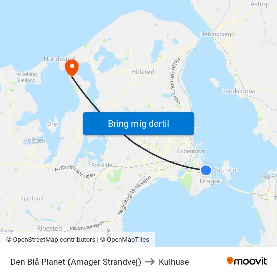 Den Blå Planet (Amager Strandvej) to Kulhuse map