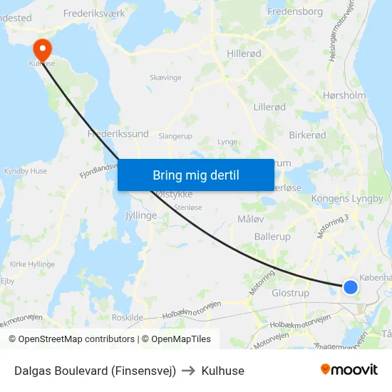 Dalgas Boulevard (Finsensvej) to Kulhuse map