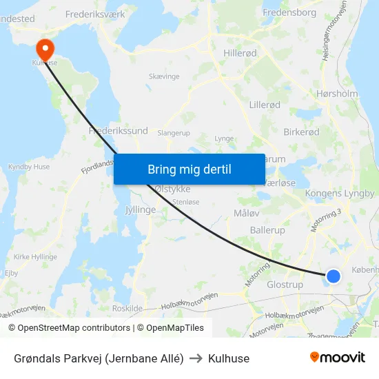 Grøndals Parkvej (Jernbane Allé) to Kulhuse map