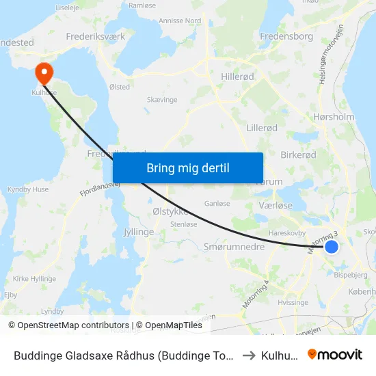 Buddinge Gladsaxe Rådhus (Buddinge Torv) to Kulhuse map