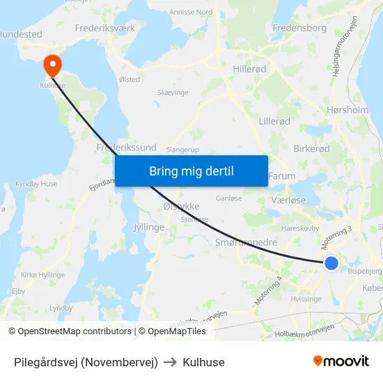 Pilegårdsvej (Novembervej) to Kulhuse map