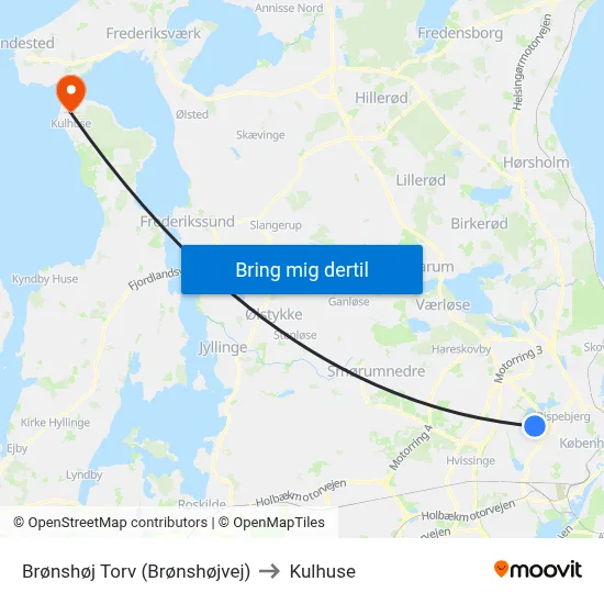 Brønshøj Torv (Brønshøjvej) to Kulhuse map