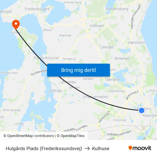 Hulgårds Plads (Frederikssundsvej) to Kulhuse map