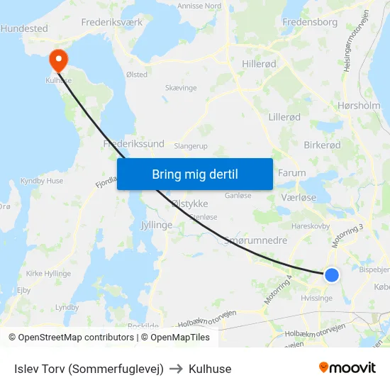 Islev Torv (Sommerfuglevej) to Kulhuse map