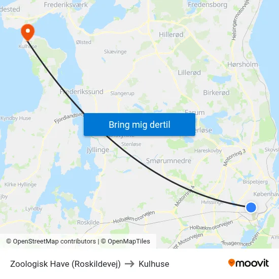 Zoologisk Have (Roskildevej) to Kulhuse map