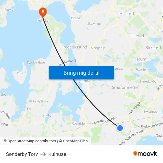Sønderby Torv to Kulhuse map