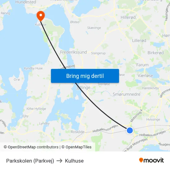 Parkskolen (Parkvej) to Kulhuse map