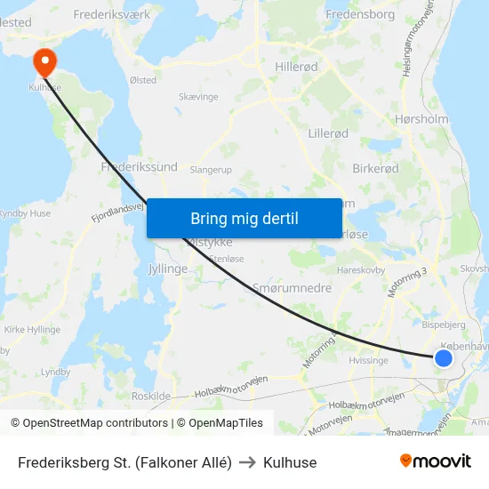 Frederiksberg St. (Falkoner Allé) to Kulhuse map