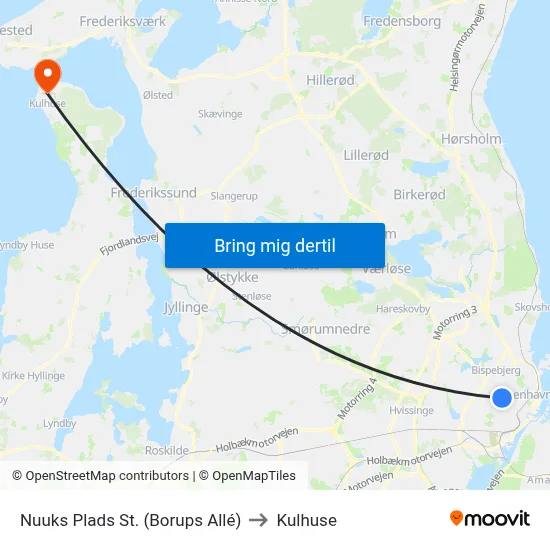 Nuuks Plads St. (Borups Allé) to Kulhuse map