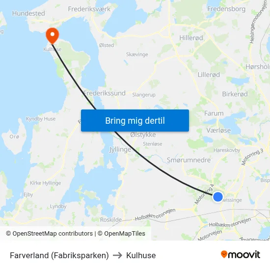 Farverland (Fabriksparken) to Kulhuse map