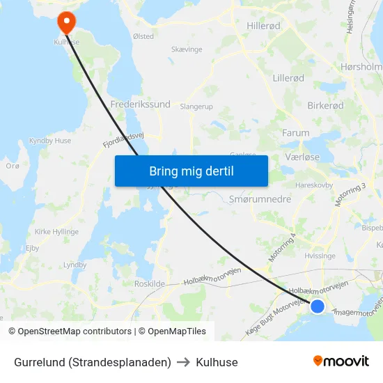 Gurrelund (Strandesplanaden) to Kulhuse map