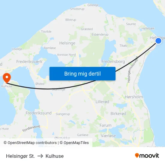Helsingør St. to Kulhuse map