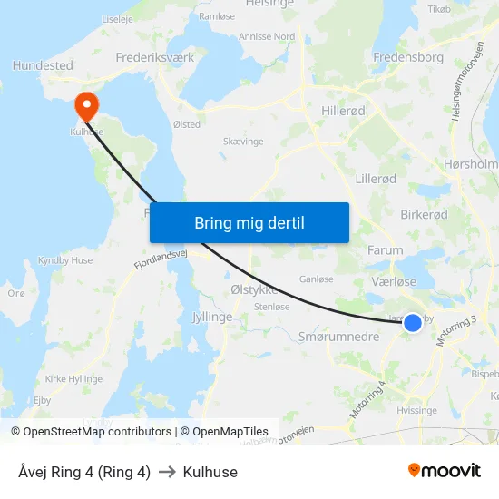 Åvej Ring 4 (Ring 4) to Kulhuse map