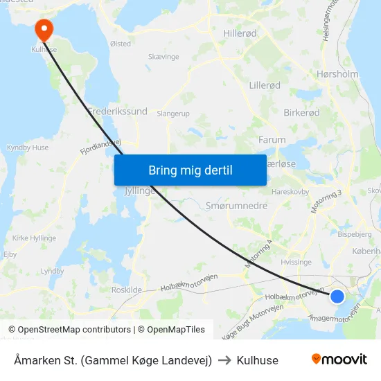 Åmarken St. (Gammel Køge Landevej) to Kulhuse map