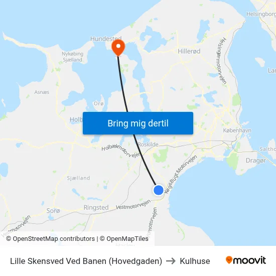 Lille Skensved Ved Banen (Hovedgaden) to Kulhuse map