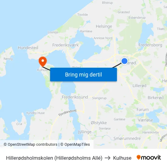 Hillerødsholmskolen (Hillerødsholms Allé) to Kulhuse map