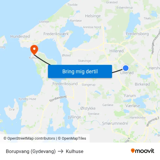 Borupvang (Gydevang) to Kulhuse map