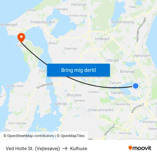 Ved Holte St. (Vejlesøvej) to Kulhuse map