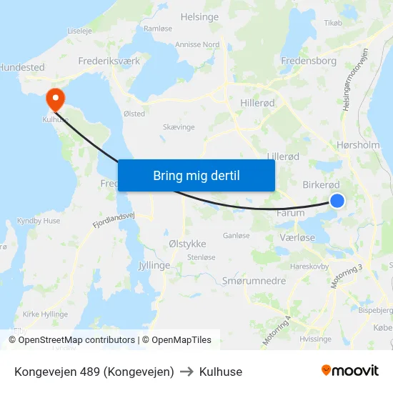 Kongevejen 489 (Kongevejen) to Kulhuse map