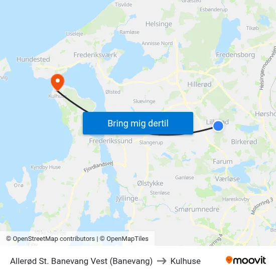 Allerød St. Banevang Vest (Banevang) to Kulhuse map