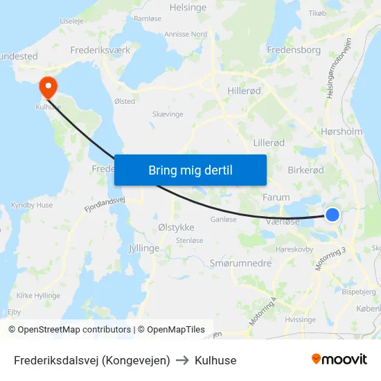 Frederiksdalsvej (Kongevejen) to Kulhuse map