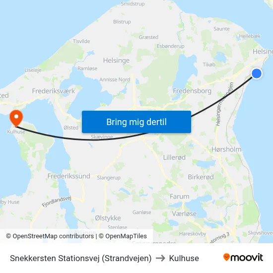 Snekkersten Stationsvej (Strandvejen) to Kulhuse map
