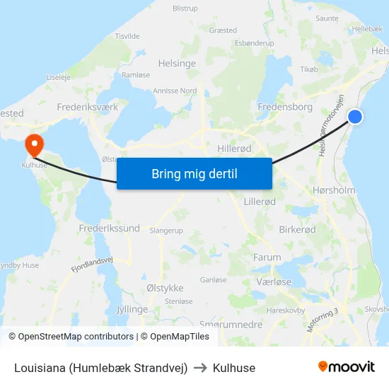 Louisiana (Humlebæk Strandvej) to Kulhuse map