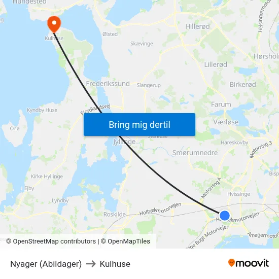 Nyager (Abildager) to Kulhuse map
