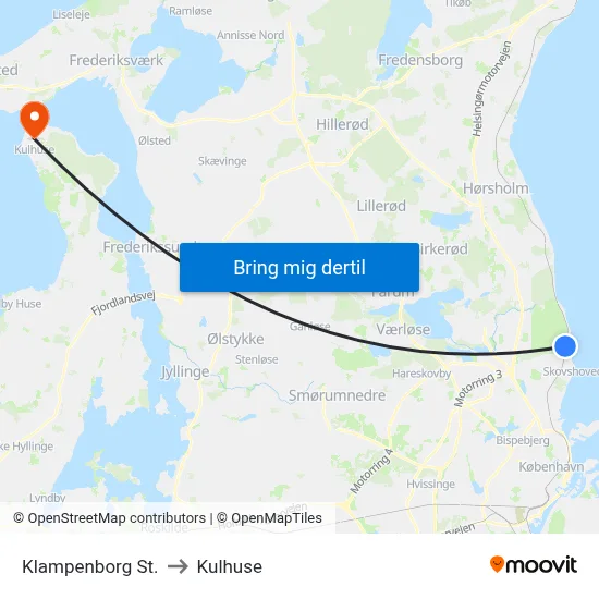 Klampenborg St. to Kulhuse map