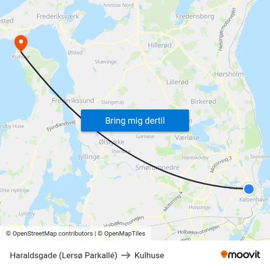 Haraldsgade (Lersø Parkallé) to Kulhuse map