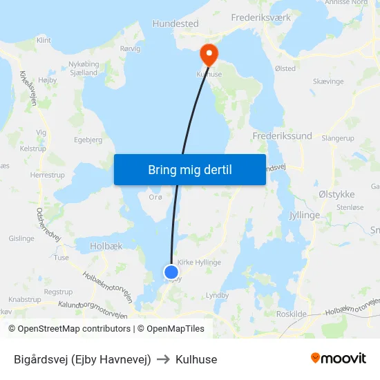 Bigårdsvej (Ejby Havnevej) to Kulhuse map