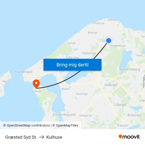 Græsted Syd St. to Kulhuse map