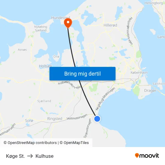 Køge St. to Kulhuse map