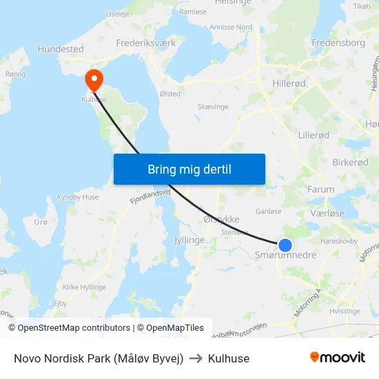 Novo Nordisk Park (Måløv Byvej) to Kulhuse map