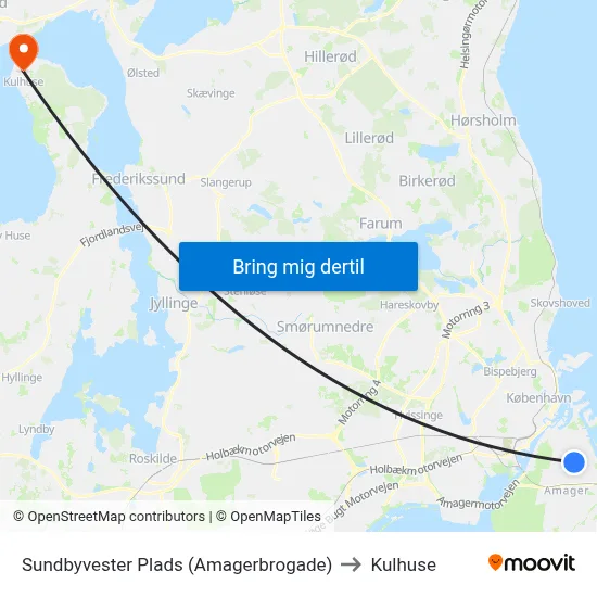Sundbyvester Plads (Amagerbrogade) to Kulhuse map