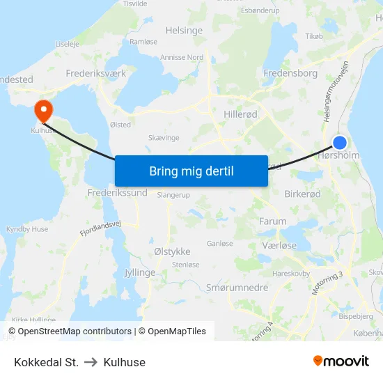Kokkedal St. to Kulhuse map