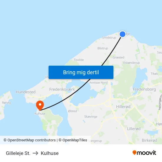 Gilleleje St. to Kulhuse map