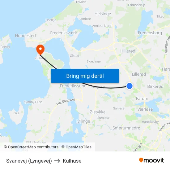 Svanevej (Lyngevej) to Kulhuse map