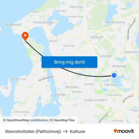 Stavnsholtstien (Paltholmvej) to Kulhuse map