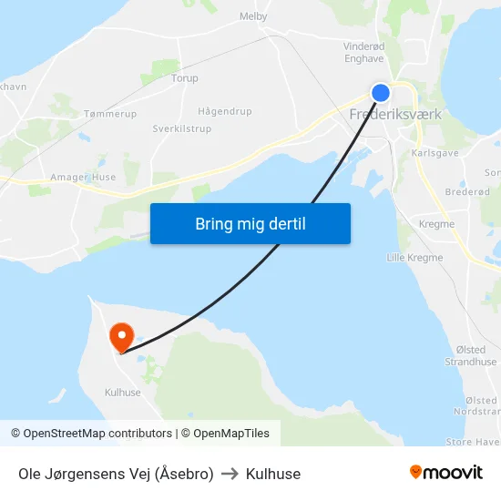 Ole Jørgensens Vej (Åsebro) to Kulhuse map