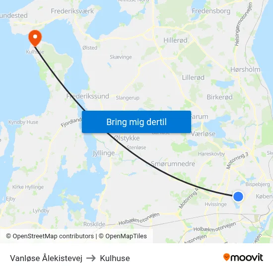 Vanløse Ålekistevej to Kulhuse map