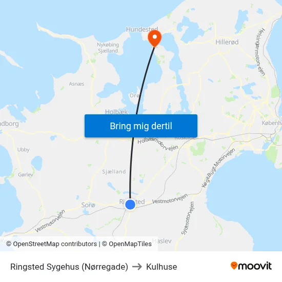 Ringsted Sygehus (Nørregade) to Kulhuse map