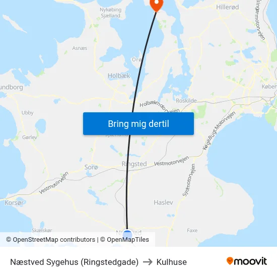 Næstved Sygehus (Ringstedgade) to Kulhuse map