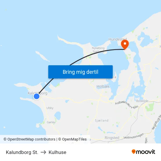 Kalundborg St. to Kulhuse map