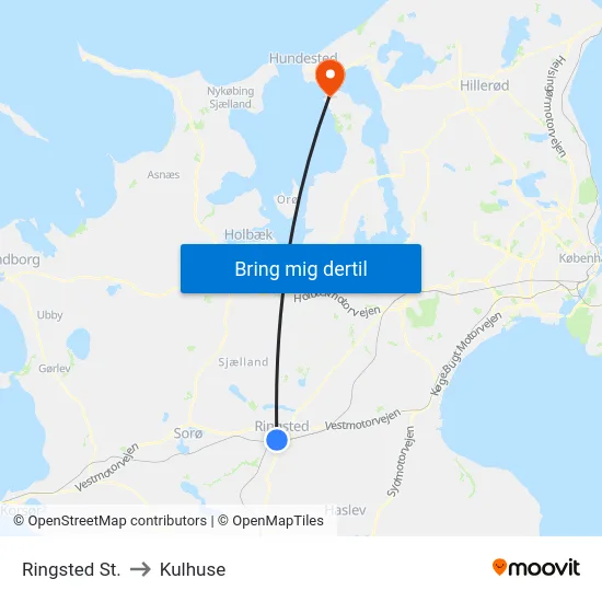 Ringsted St. to Kulhuse map