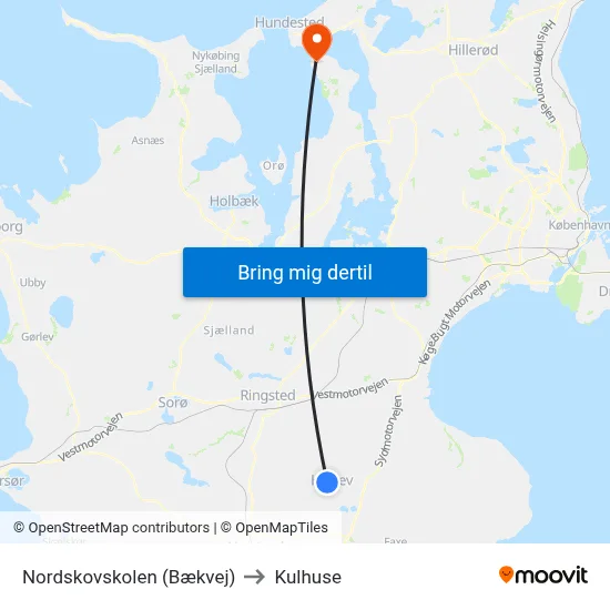 Nordskovskolen (Bækvej) to Kulhuse map
