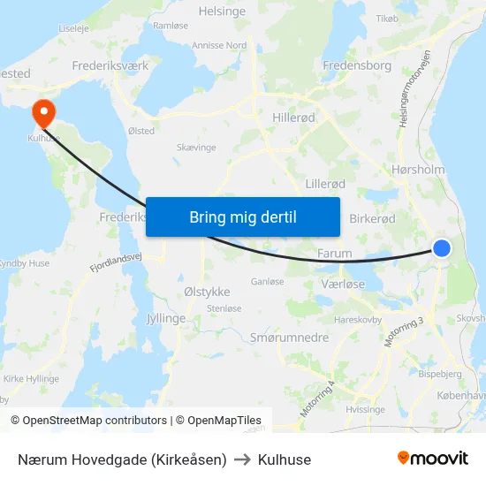 Nærum Hovedgade (Kirkeåsen) to Kulhuse map