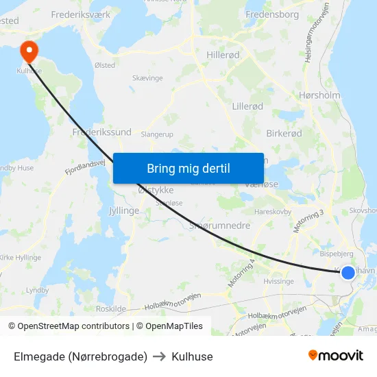 Elmegade (Nørrebrogade) to Kulhuse map