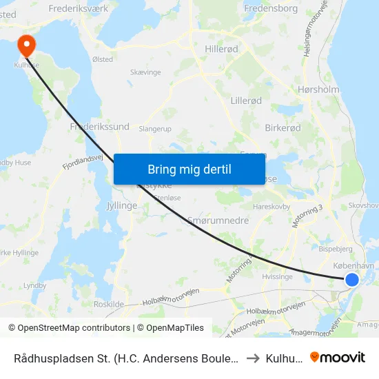 Rådhuspladsen St. (H.C. Andersens Boulevard) to Kulhuse map